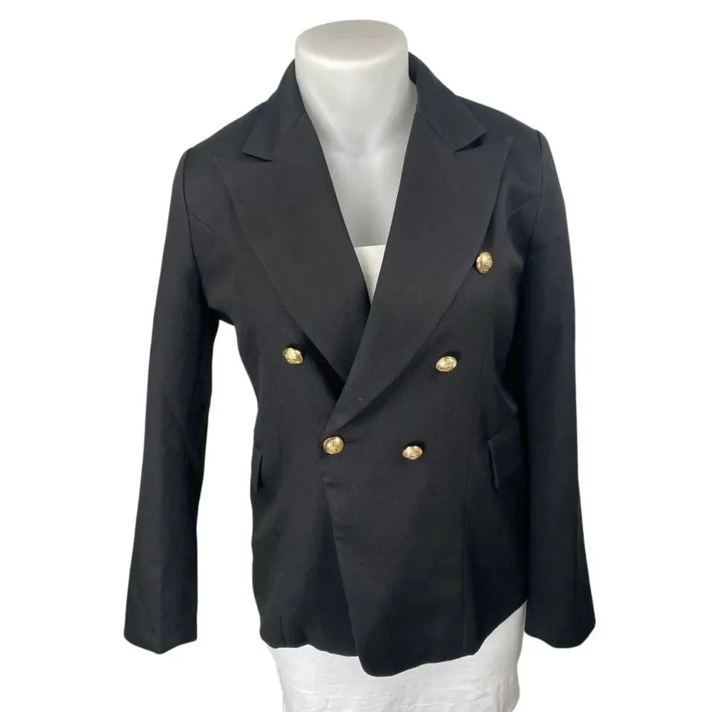 NEW Lioness Women' Black Long Sleeve Double Breasted Blazer Suit Jacket Size XXL